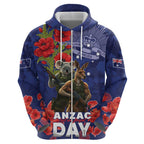 Kangaoo Koala Soldier ANZAC Personalised Hoodie Aboriginal Dot Painting