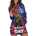 Kangaoo Koala Soldier ANZAC Personalised Hoodie Dress Aboriginal Dot Painting