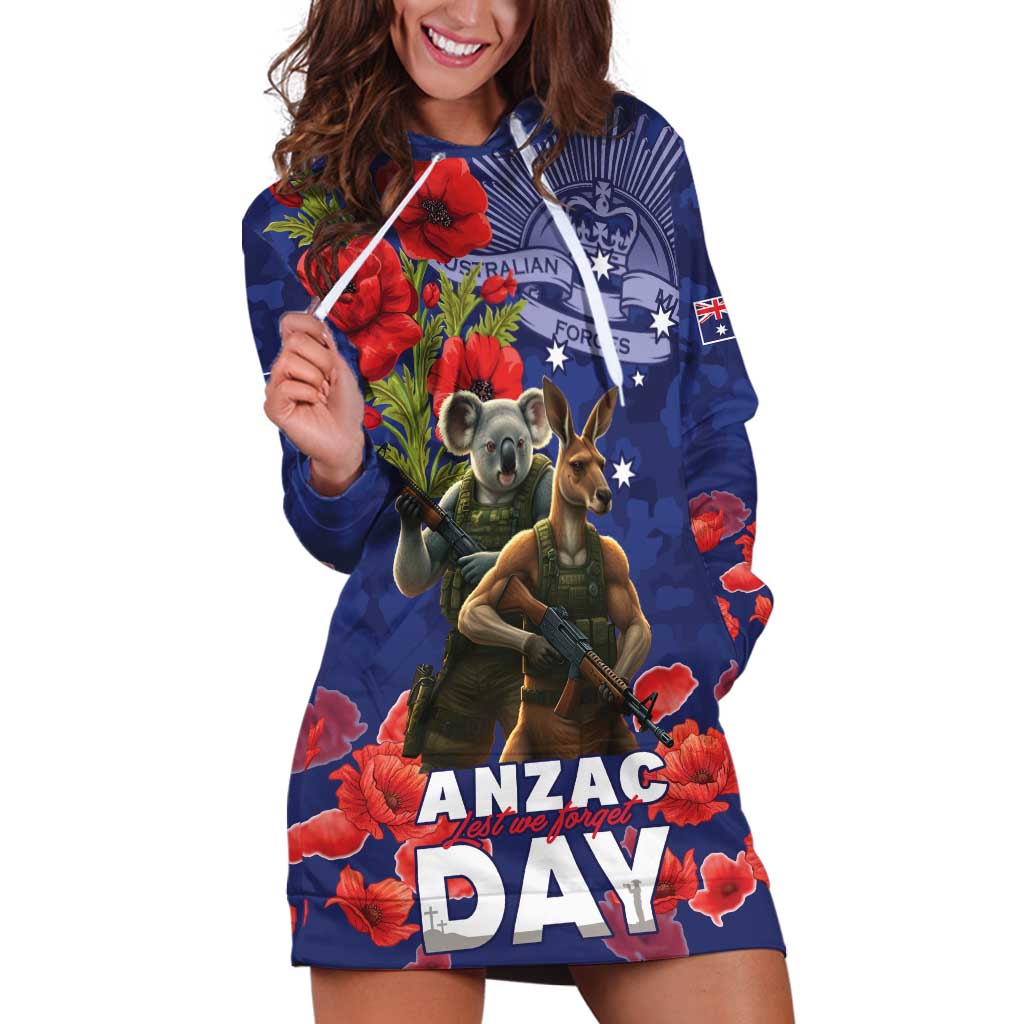 Kangaoo Koala Soldier ANZAC Personalised Hoodie Dress Aboriginal Dot Painting