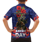 Kangaoo Koala Soldier ANZAC Personalised Kid Hawaiian Shirt Aboriginal Dot Painting