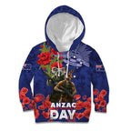 Kangaoo Koala Soldier ANZAC Personalised Kid Hoodie Aboriginal Dot Painting