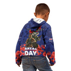 Kangaoo Koala Soldier ANZAC Personalised Kid Hoodie Aboriginal Dot Painting