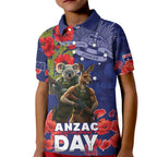 Kangaoo Koala Soldier ANZAC Personalised Kid Polo Shirt Aboriginal Dot Painting