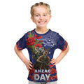 Kangaoo Koala Soldier ANZAC Personalised Kid T Shirt Aboriginal Dot Painting