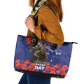 Kangaoo Koala Soldier ANZAC Personalised Leather Tote Bag Aboriginal Dot Painting