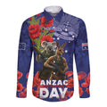 Kangaoo Koala Soldier ANZAC Personalised Long Sleeve Button Shirt Aboriginal Dot Painting