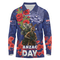 Kangaoo Koala Soldier ANZAC Personalised Long Sleeve Polo Shirt Aboriginal Dot Painting