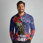 Kangaoo Koala Soldier ANZAC Personalised Long Sleeve Polo Shirt Aboriginal Dot Painting