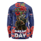Kangaoo Koala Soldier ANZAC Personalised Long Sleeve Shirt Aboriginal Dot Painting