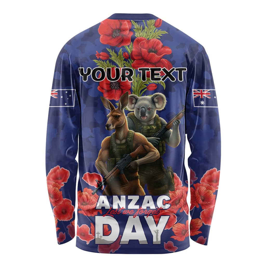 Kangaoo Koala Soldier ANZAC Personalised Long Sleeve Shirt Aboriginal Dot Painting