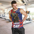 Kangaoo Koala Soldier ANZAC Personalised Men Tank Top Aboriginal Dot Painting