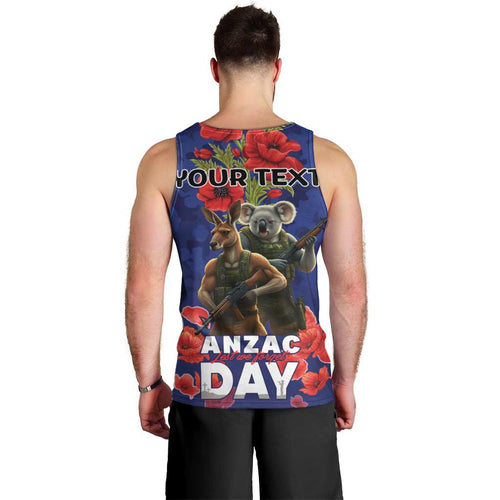 Kangaoo Koala Soldier ANZAC Personalised Men Tank Top Aboriginal Dot Painting