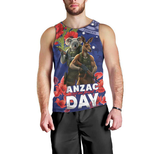 Kangaoo Koala Soldier ANZAC Personalised Men Tank Top Aboriginal Dot Painting
