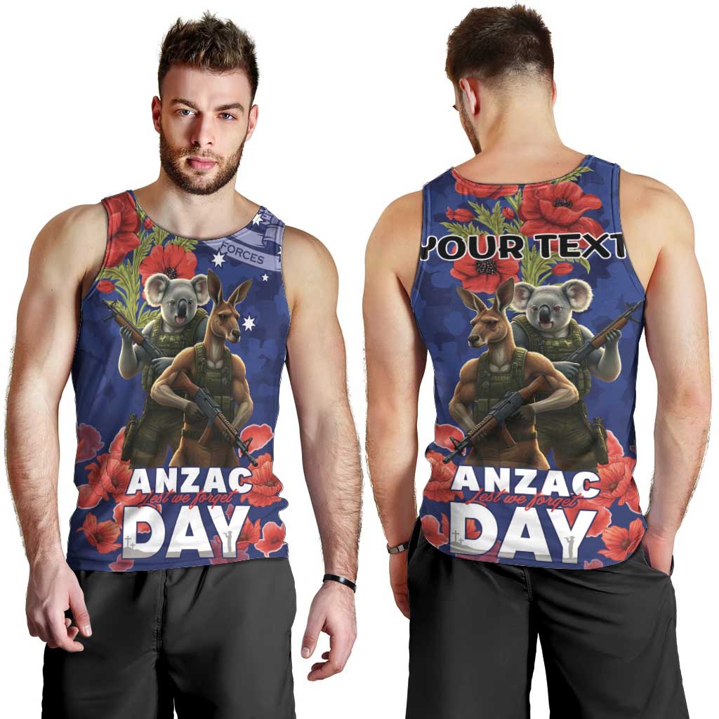 Kangaoo Koala Soldier ANZAC Personalised Men Tank Top Aboriginal Dot Painting