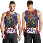 Kangaoo Koala Soldier ANZAC Personalised Men Tank Top Aboriginal Dot Painting