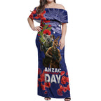 Kangaoo Koala Soldier ANZAC Personalised Off Shoulder Maxi Dress Aboriginal Dot Painting