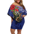 Kangaoo Koala Soldier ANZAC Personalised Off Shoulder Short Dress Aboriginal Dot Painting