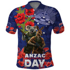Kangaoo Koala Soldier ANZAC Personalised Polo Shirt Aboriginal Dot Painting