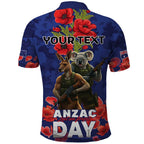 Kangaoo Koala Soldier ANZAC Personalised Polo Shirt Aboriginal Dot Painting