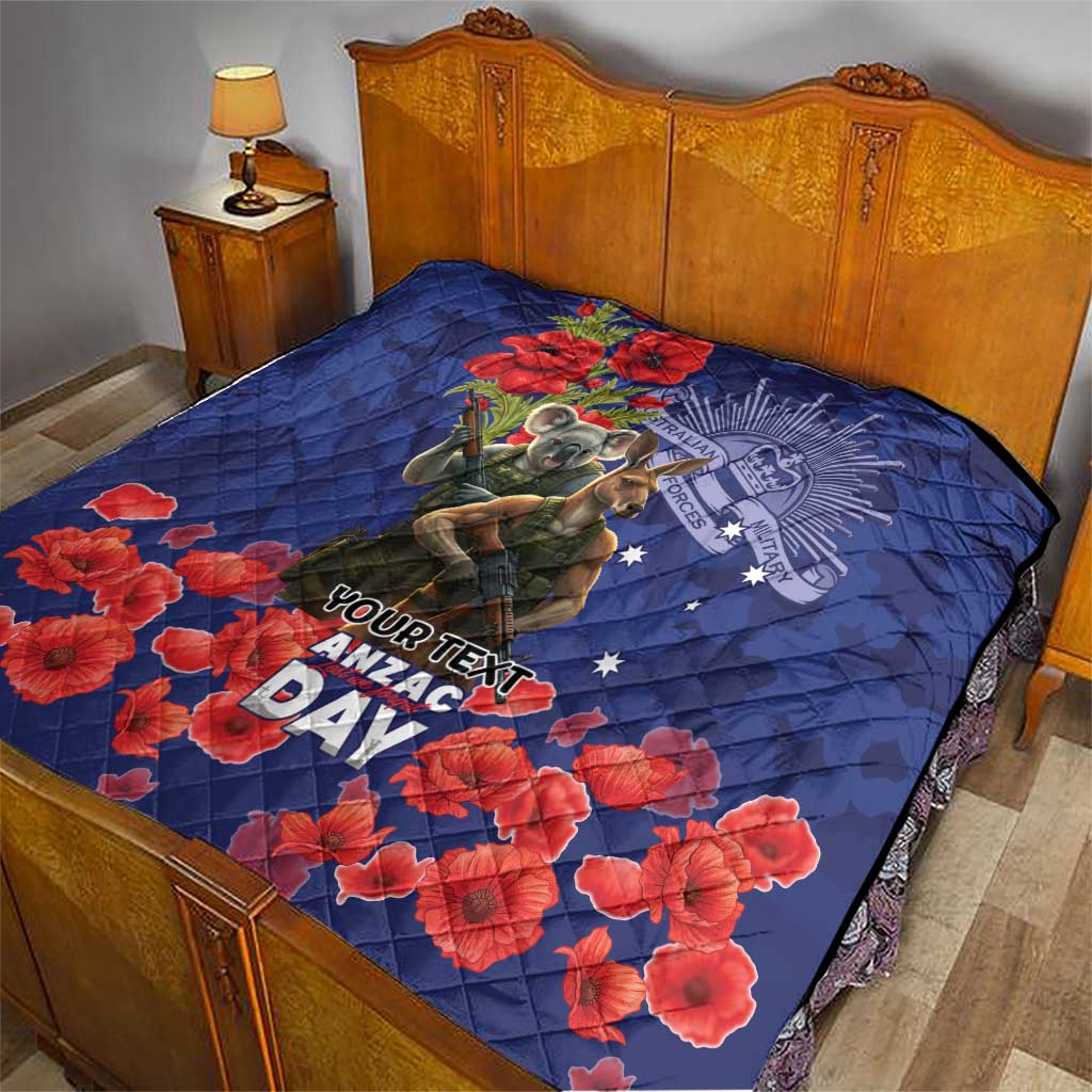 Kangaoo Koala Soldier ANZAC Personalised Quilt Aboriginal Dot Painting