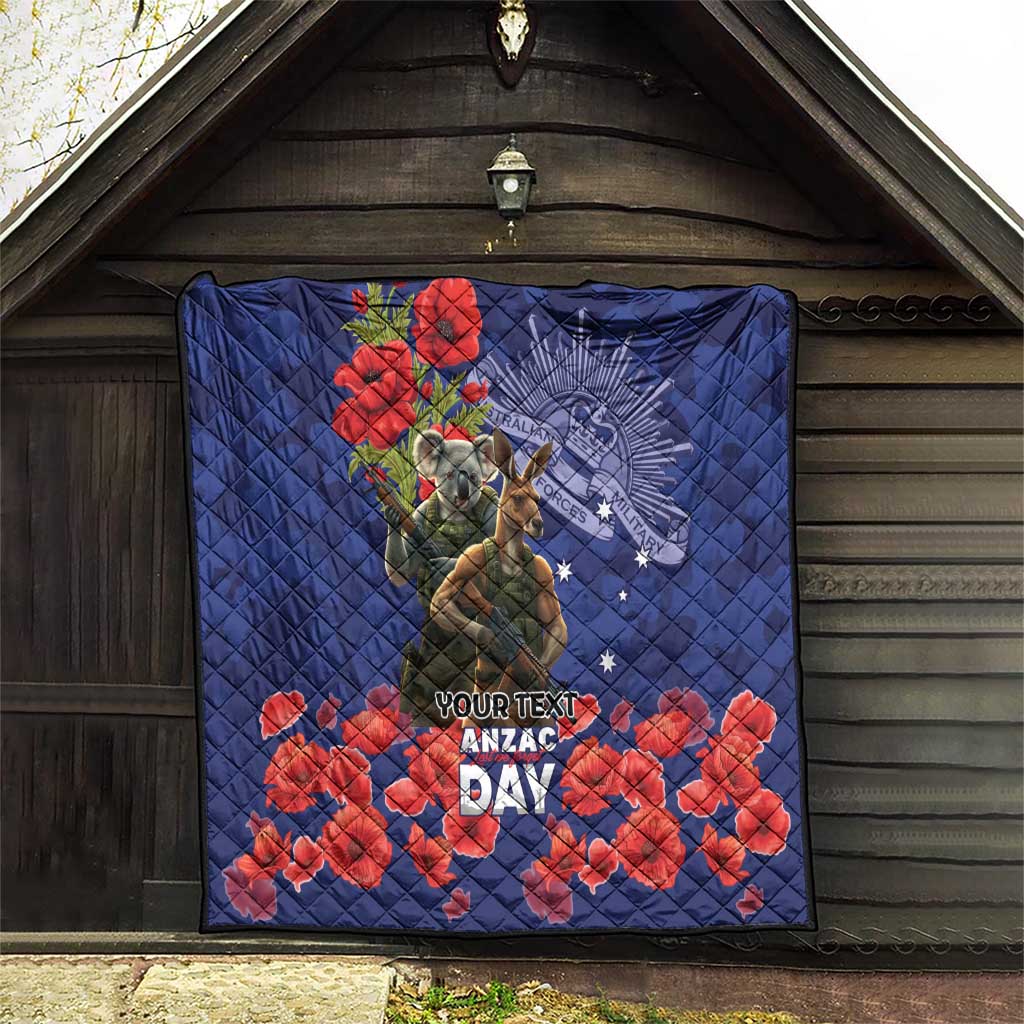 Kangaoo Koala Soldier ANZAC Personalised Quilt Aboriginal Dot Painting