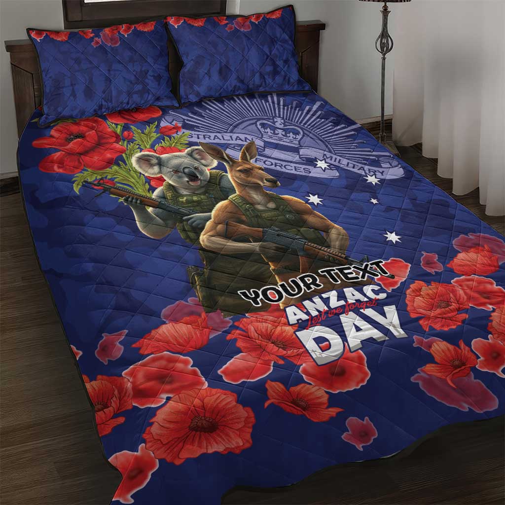 Kangaoo Koala Soldier ANZAC Personalised Quilt Bed Set Aboriginal Dot Painting