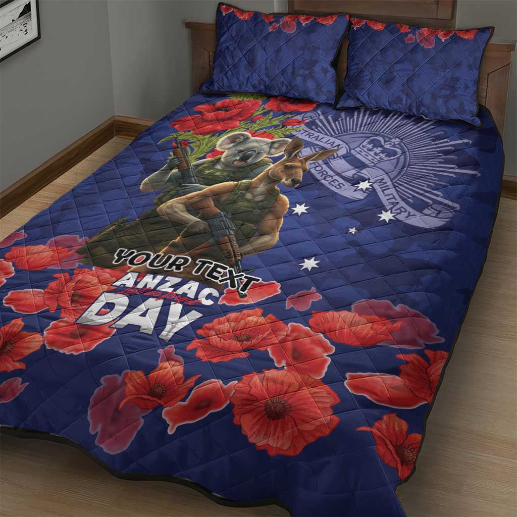 Kangaoo Koala Soldier ANZAC Personalised Quilt Bed Set Aboriginal Dot Painting
