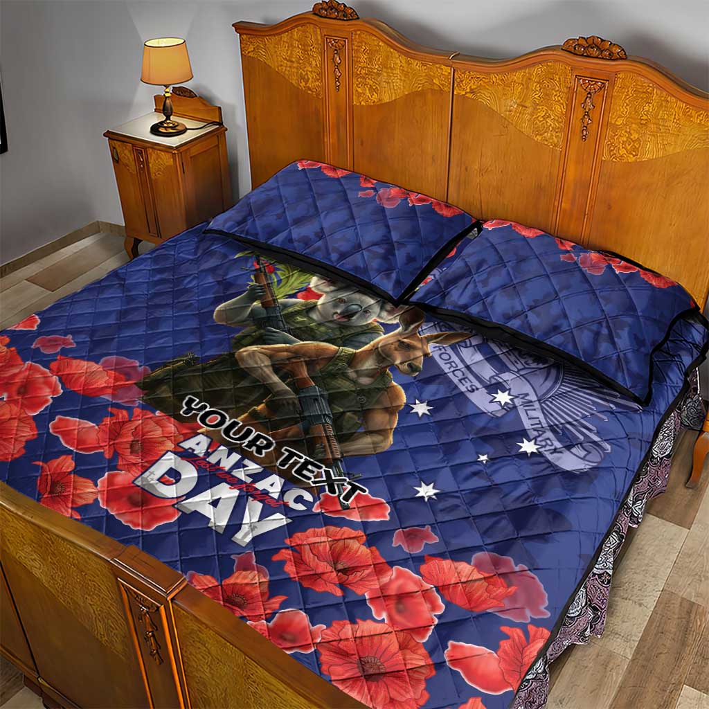 Kangaoo Koala Soldier ANZAC Personalised Quilt Bed Set Aboriginal Dot Painting