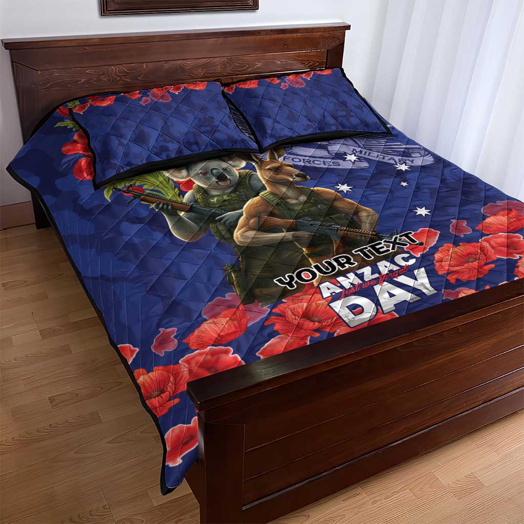 Kangaoo Koala Soldier ANZAC Personalised Quilt Bed Set Aboriginal Dot Painting