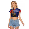 Kangaoo Koala Soldier ANZAC Personalised Raglan Cropped T Shirt Aboriginal Dot Painting