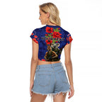 Kangaoo Koala Soldier ANZAC Personalised Raglan Cropped T Shirt Aboriginal Dot Painting