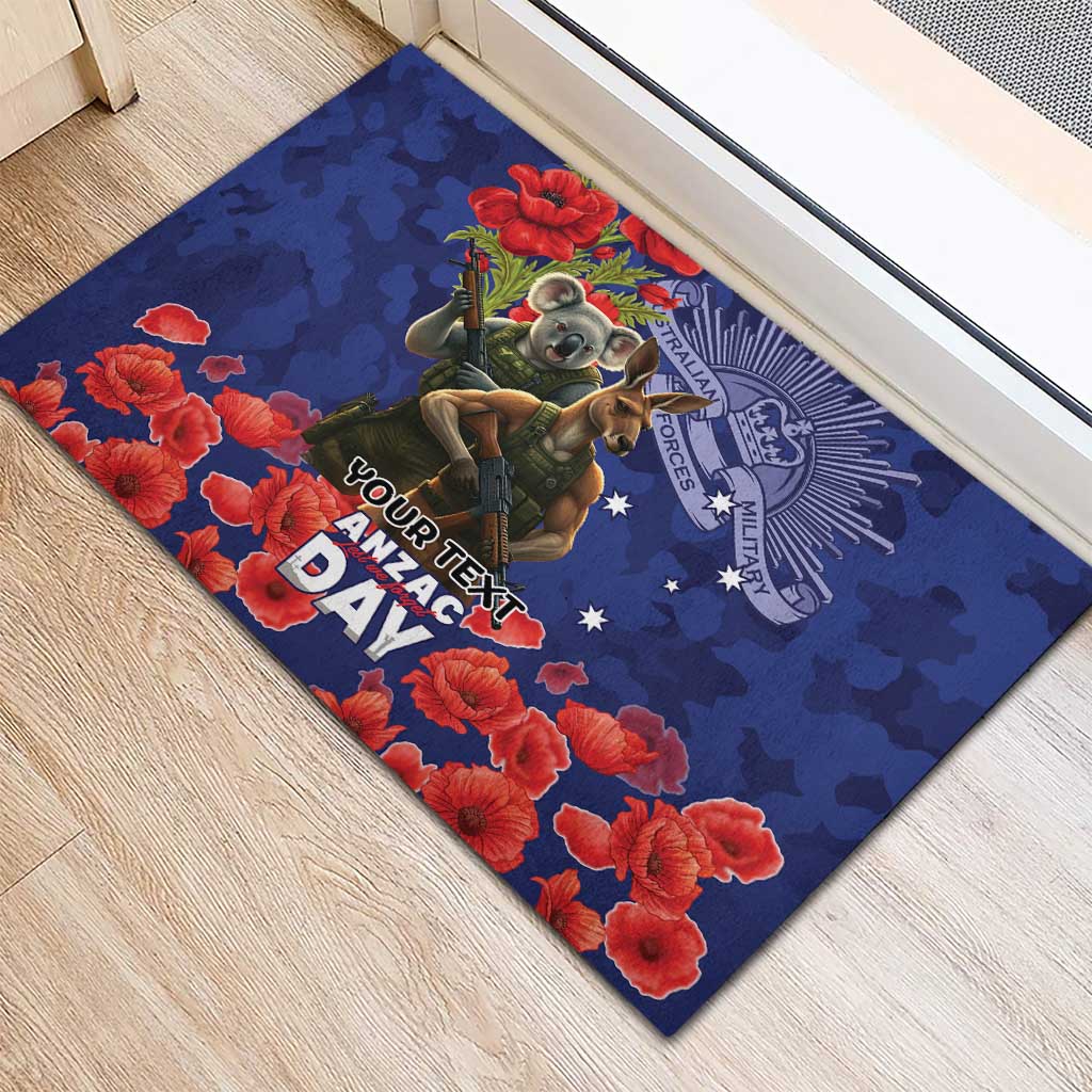 Kangaoo Koala Soldier ANZAC Personalised Rubber Doormat Aboriginal Dot Painting