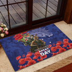 Kangaoo Koala Soldier ANZAC Personalised Rubber Doormat Aboriginal Dot Painting