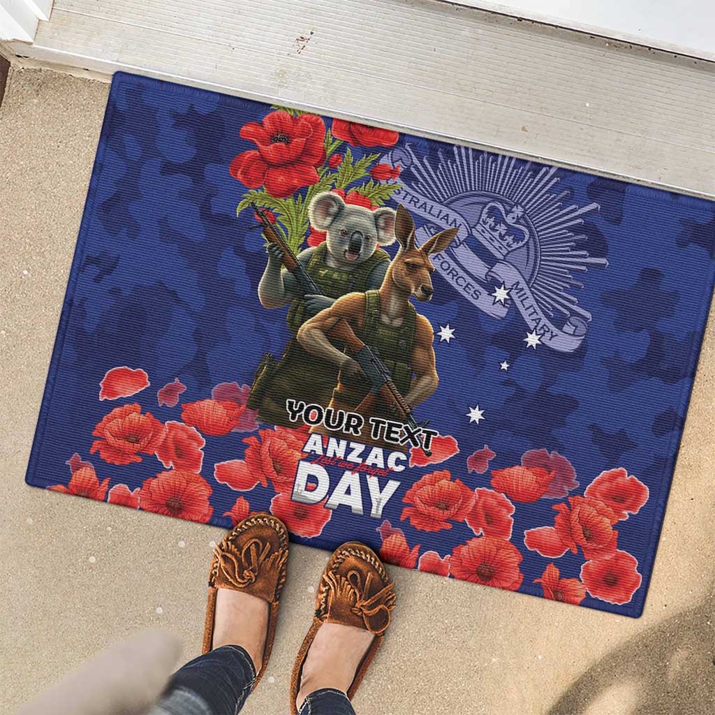 Kangaoo Koala Soldier ANZAC Personalised Rubber Doormat Aboriginal Dot Painting
