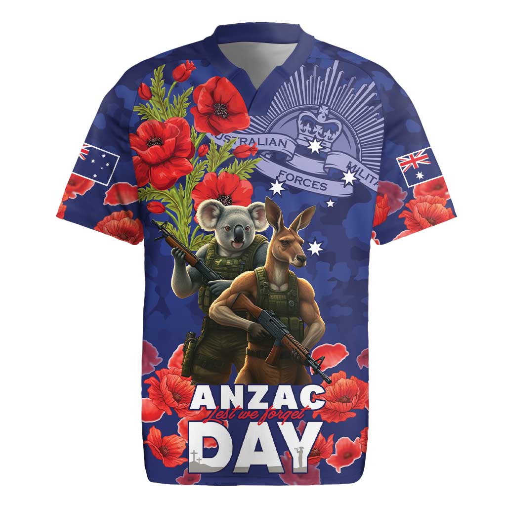Kangaoo Koala Soldier ANZAC Personalised Rugby Jersey Aboriginal Dot Painting
