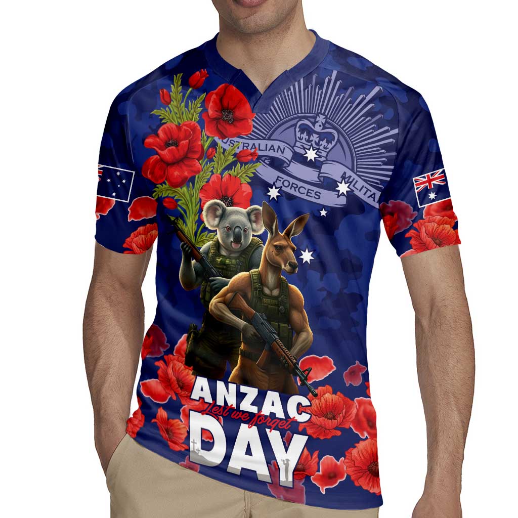 Kangaoo Koala Soldier ANZAC Personalised Rugby Jersey Aboriginal Dot Painting