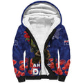Kangaoo Koala Soldier ANZAC Personalised Sherpa Hoodie Aboriginal Dot Painting