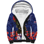 Kangaoo Koala Soldier ANZAC Personalised Sherpa Hoodie Aboriginal Dot Painting