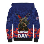 Kangaoo Koala Soldier ANZAC Personalised Sherpa Hoodie Aboriginal Dot Painting