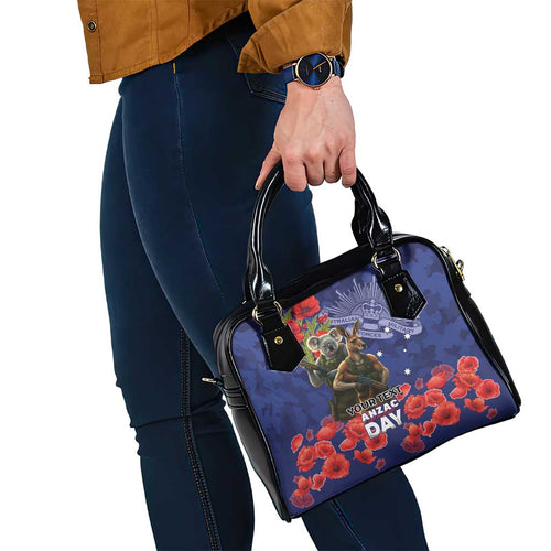 Kangaoo Koala Soldier ANZAC Personalised Shoulder Handbag Aboriginal Dot Painting