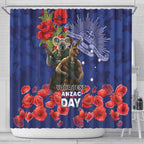 Kangaoo Koala Soldier ANZAC Personalised Shower Curtain Aboriginal Dot Painting