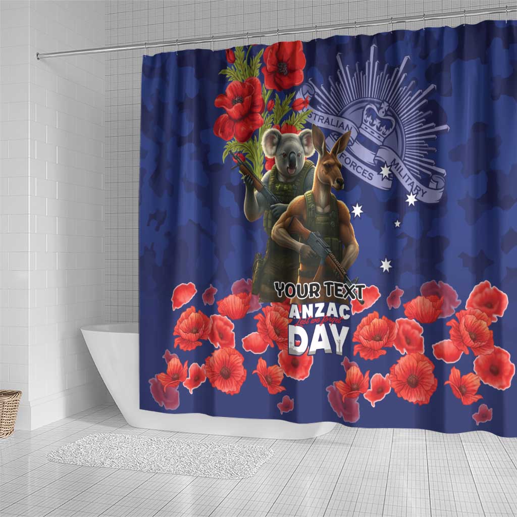 Kangaoo Koala Soldier ANZAC Personalised Shower Curtain Aboriginal Dot Painting