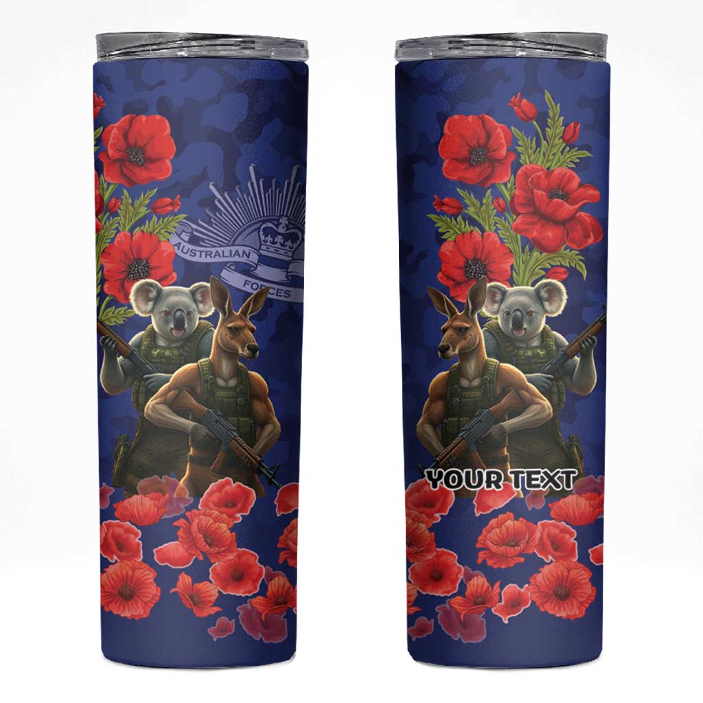 Kangaroo Koala Soldier ANZAC Personalised Skinny Tumbler Aboriginal Dot Painting
