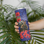 Kangaroo Koala Soldier ANZAC Personalised Skinny Tumbler Aboriginal Dot Painting