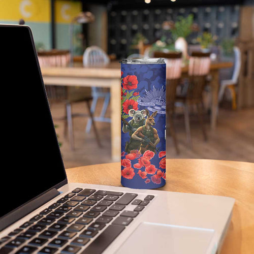 Kangaroo Koala Soldier ANZAC Personalised Skinny Tumbler Aboriginal Dot Painting