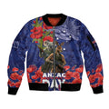 Kangaoo Koala Soldier ANZAC Personalised Sleeve Zip Bomber Jacket Aboriginal Dot Painting