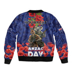 Kangaoo Koala Soldier ANZAC Personalised Sleeve Zip Bomber Jacket Aboriginal Dot Painting