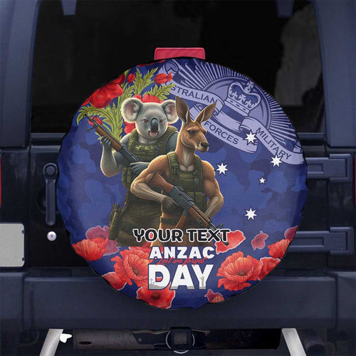 Kangaoo Koala Soldier ANZAC Personalised Spare Tire Cover Aboriginal Dot Painting