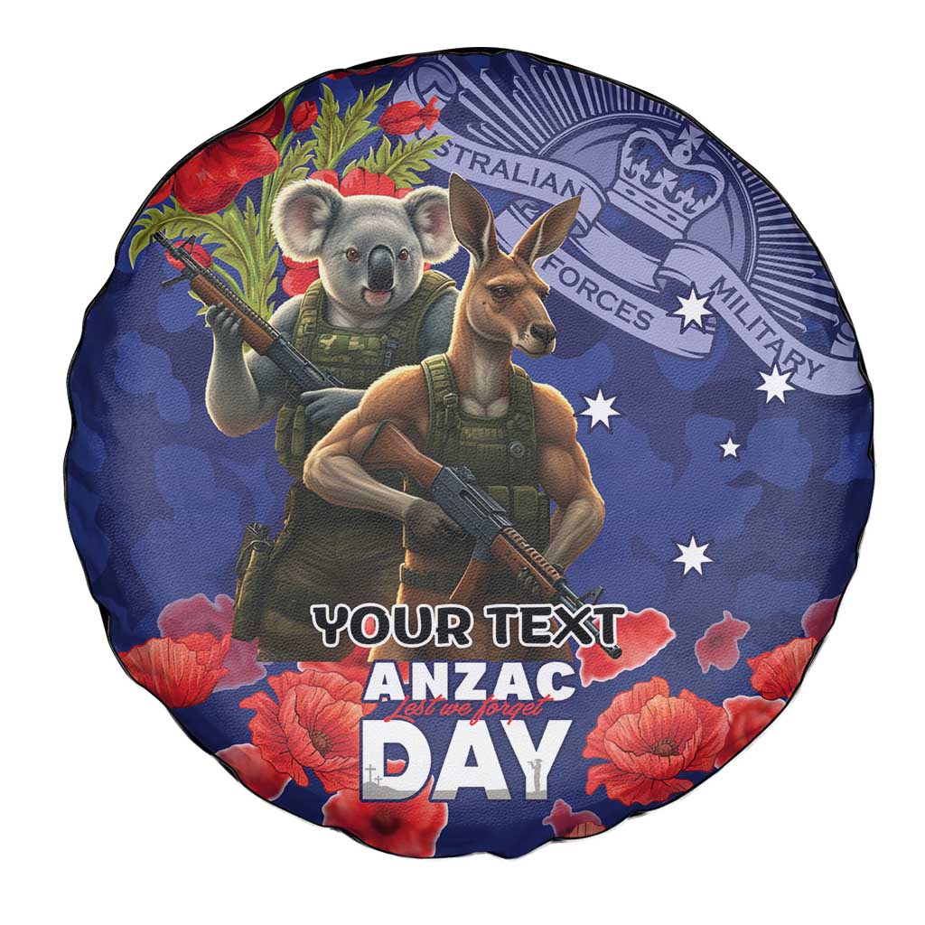 Kangaoo Koala Soldier ANZAC Personalised Spare Tire Cover Aboriginal Dot Painting
