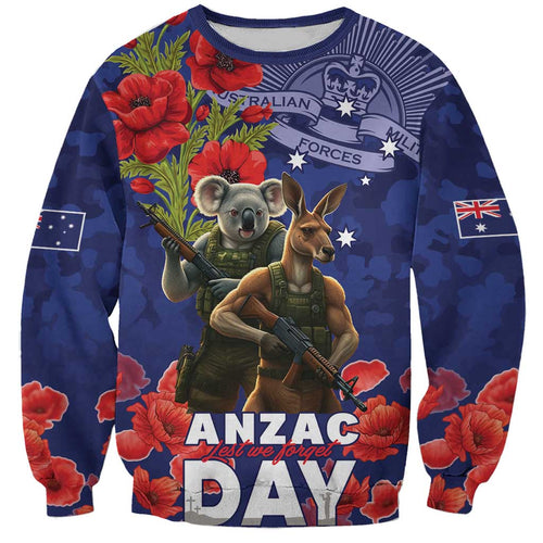 Kangaoo Koala Soldier ANZAC Personalised Sweatshirt Aboriginal Dot Painting